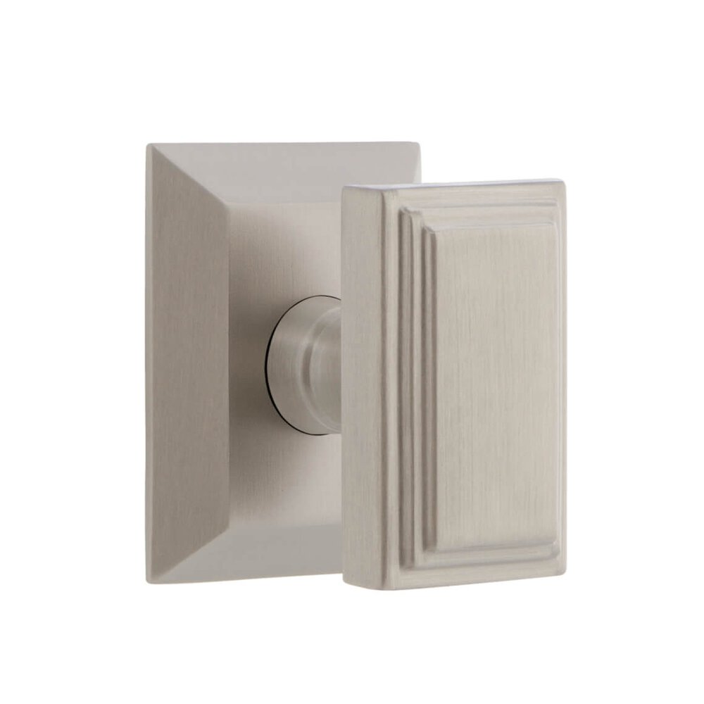 Fifth Avenue Square Rosette Single Dummy with Carre Knob in Satin Nickel