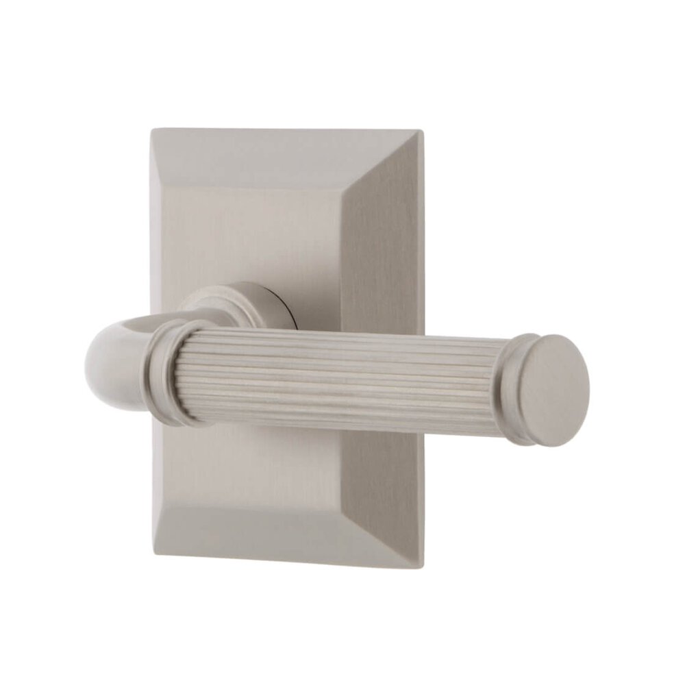 Fifth Avenue Square Rosette Single Dummy with Soleil Lever in Satin Nickel