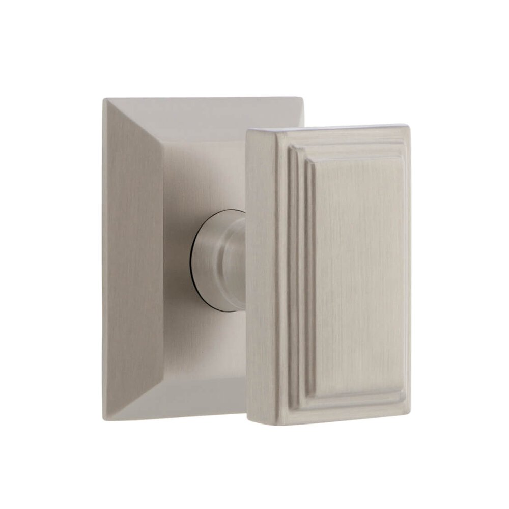 Fifth Avenue Square Rosette Double Dummy with Carre Knob in Satin Nickel