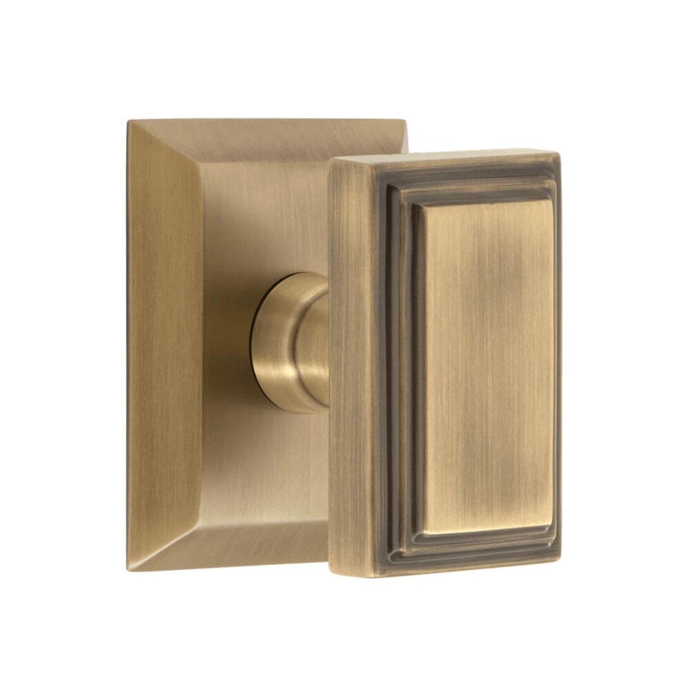Fifth Avenue Square Rosette Double Dummy with Carre Knob in Vintage Brass