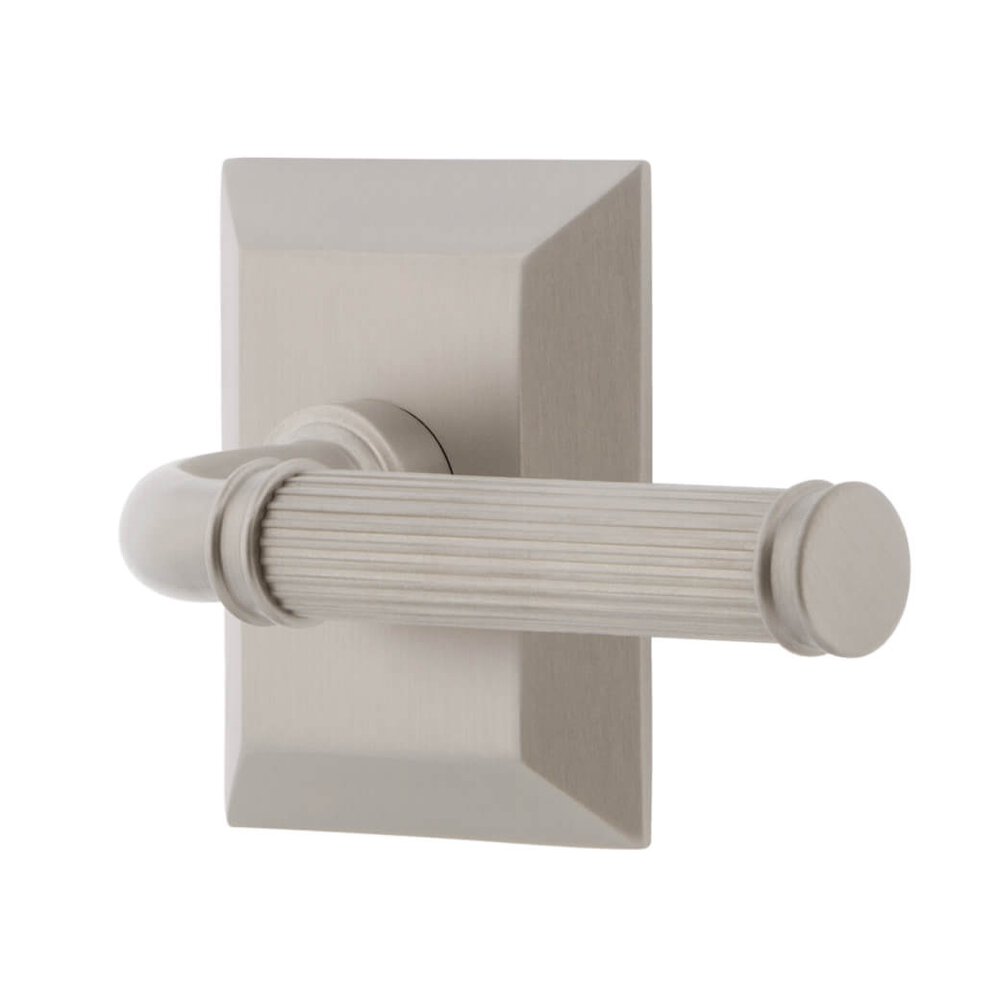 Fifth Avenue Square Rosette Double Dummy with Soleil Lever in Satin Nickel