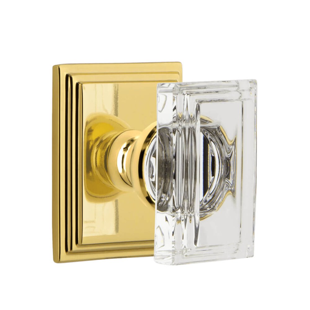 Carre Square Rosette Passage with Carre Crystal Knob in Lifetime Brass