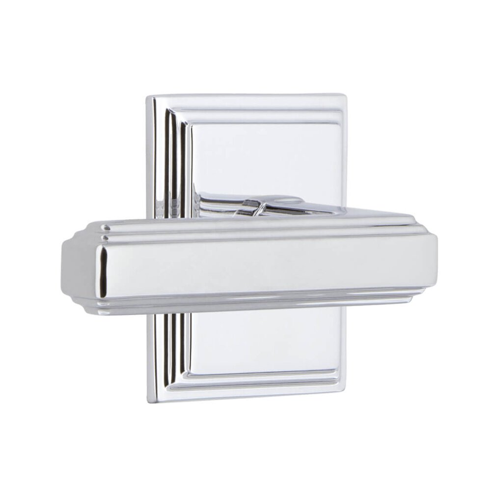 Carre Square Rosette Passage with Carre Lever in Bright Chrome
