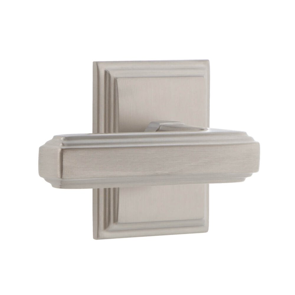 Carre Square Rosette Passage with Carre Lever in Satin Nickel
