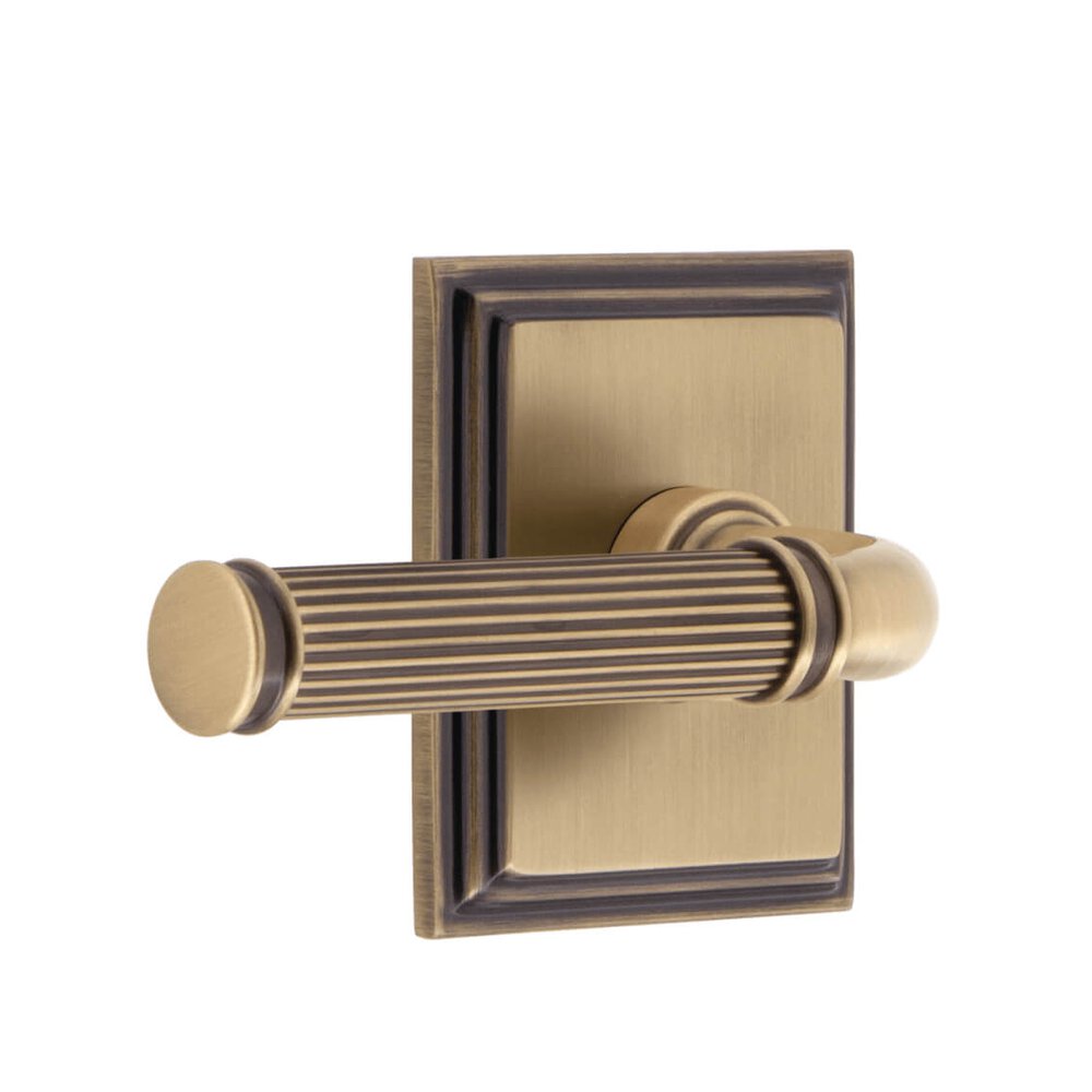 Carre Square Rosette Passage with Soleil Lever in Vintage Brass