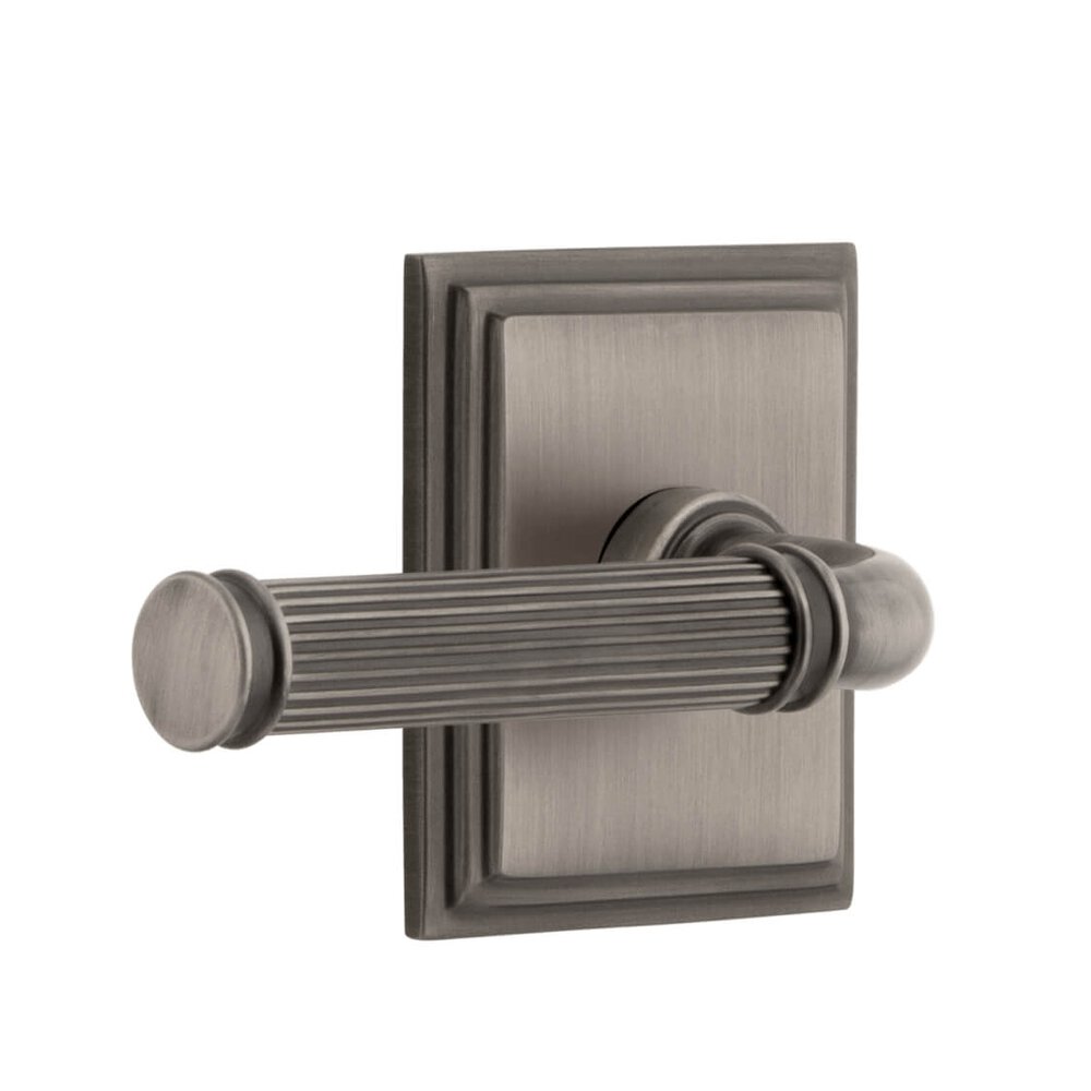 Carre Square Rosette Passage with Soleil Lever in Antique Pewter