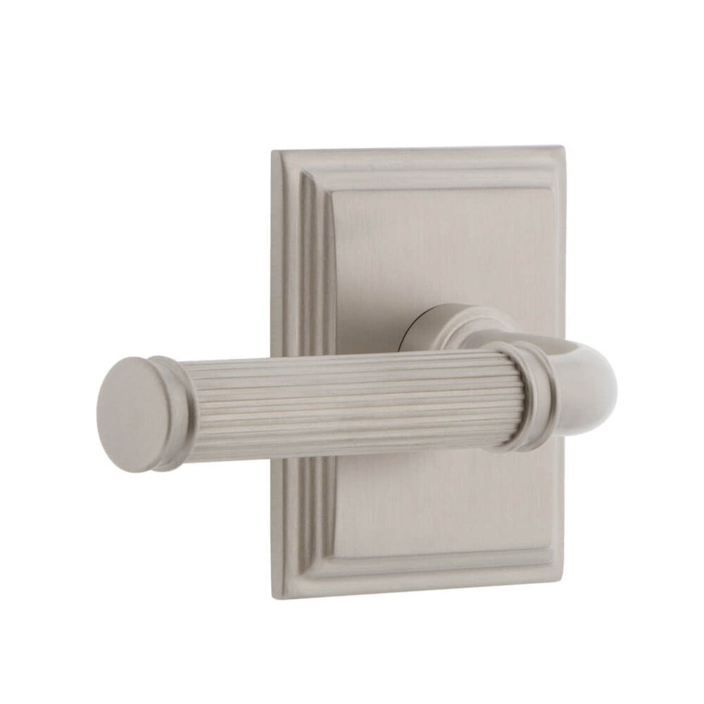 Carre Square Rosette Passage with Soleil Lever in Satin Nickel