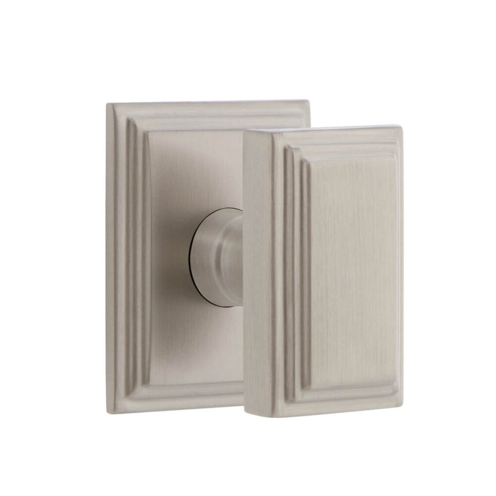Carre Square Rosette Privacy with Carre Knob in Satin Nickel