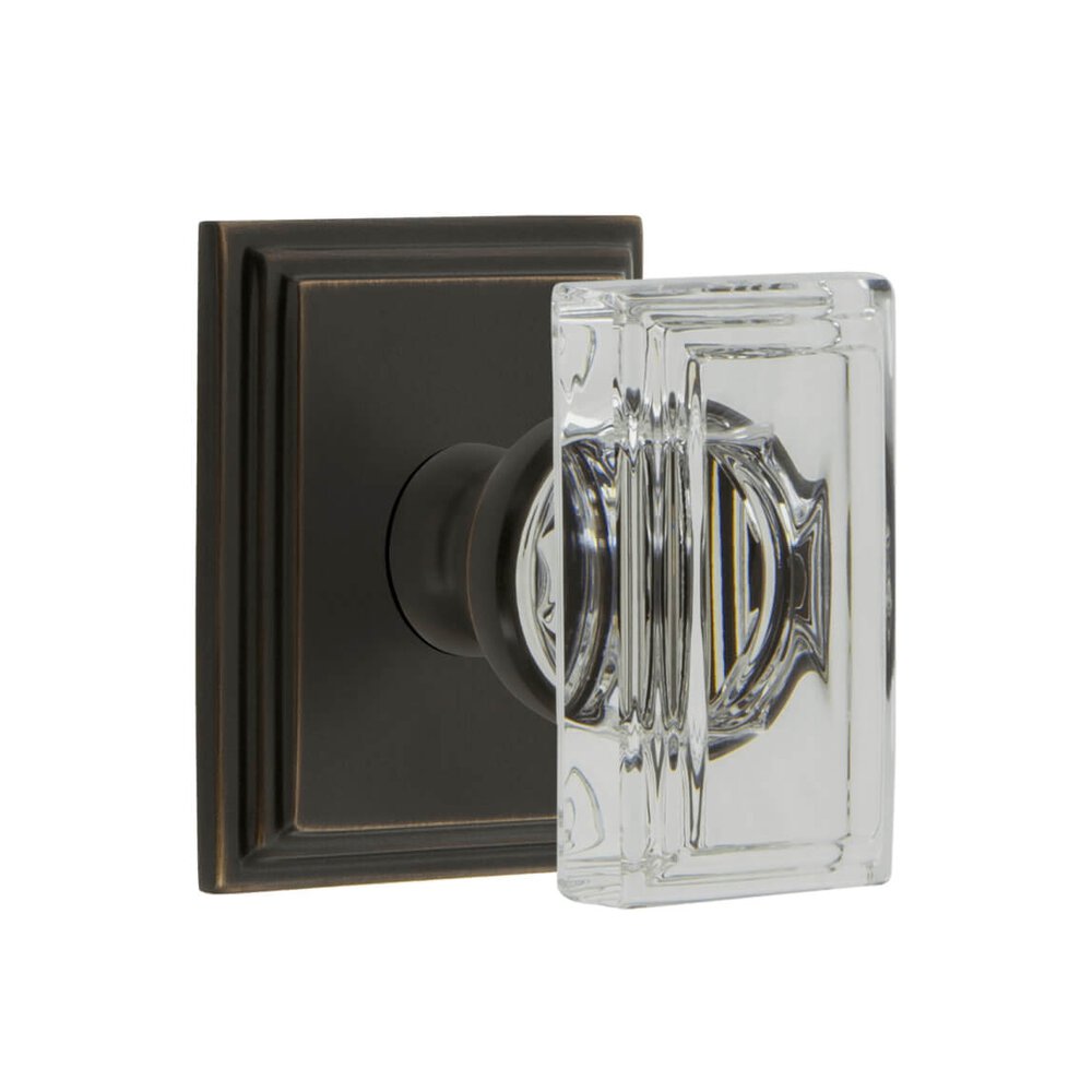 Carre Square Rosette Privacy with Carre Crystal Knob in Timeless Bronze