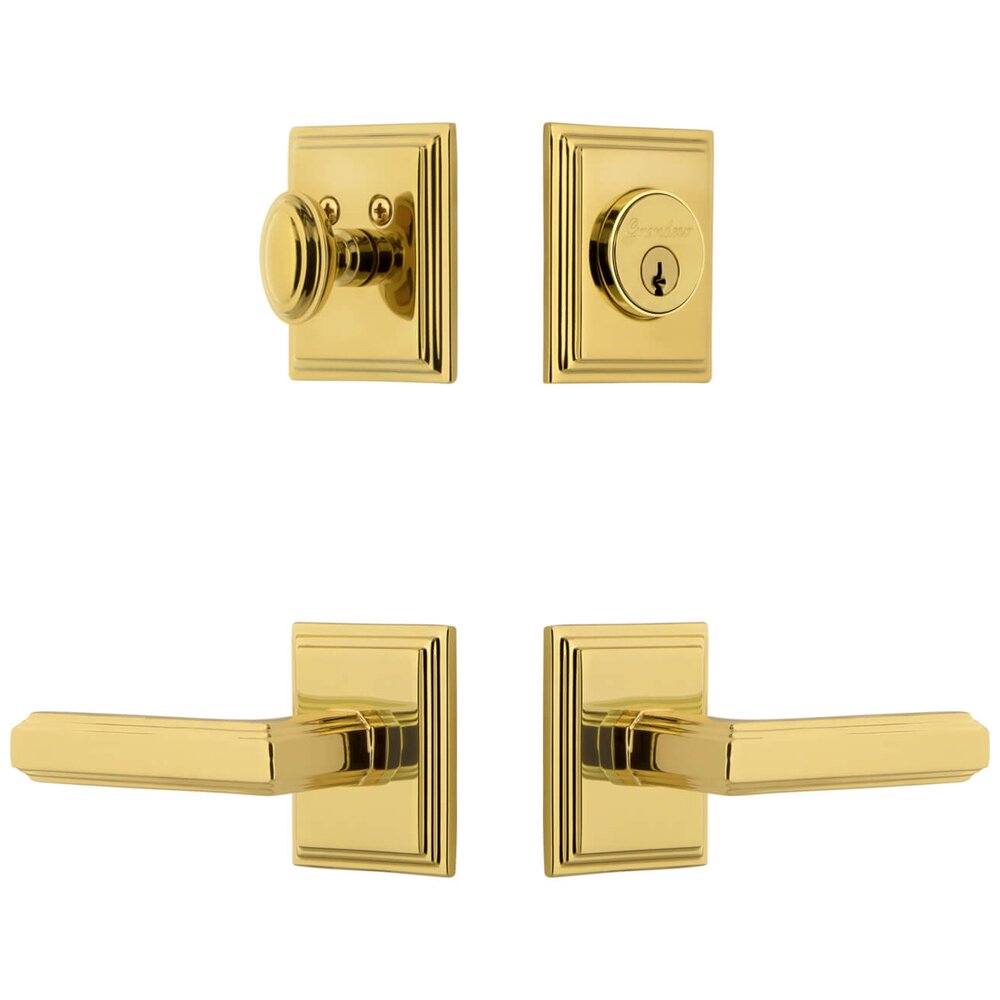 Carre Square Rosette Entry Set with Carre Lever in Lifetime Brass