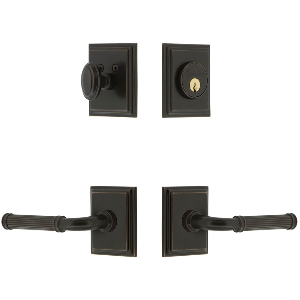 Carre Square Rosette Entry Set with Soleil Lever in Timeless Bronze