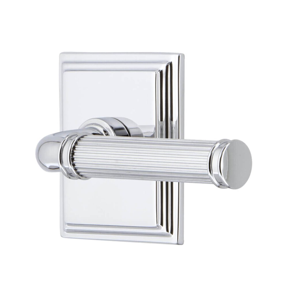 Carre Square Rosette Privacy with Soleil Lever in Bright Chrome