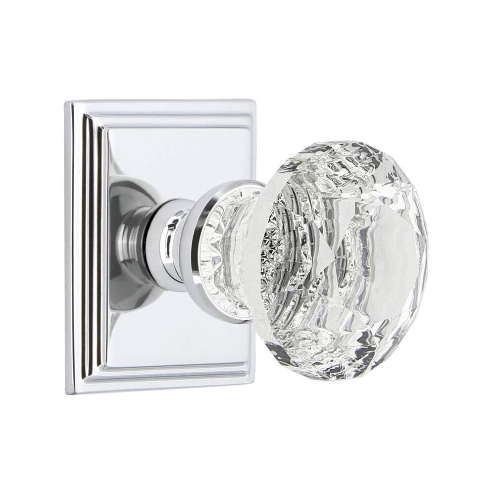 Carre Square Rosette Single Dummy with Brilliant Crystal Knob in Bright Chrome