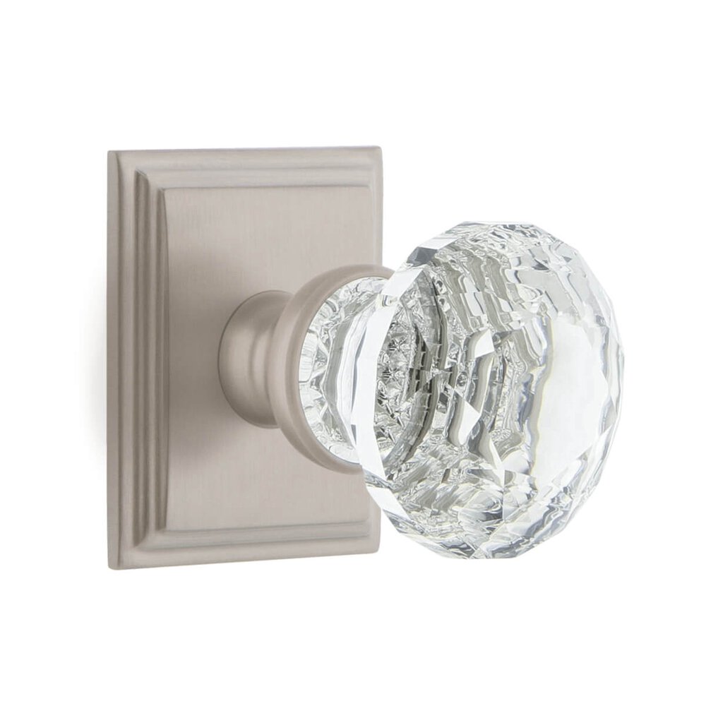 Carre Square Rosette Single Dummy with Brilliant Crystal Knob in Satin Nickel