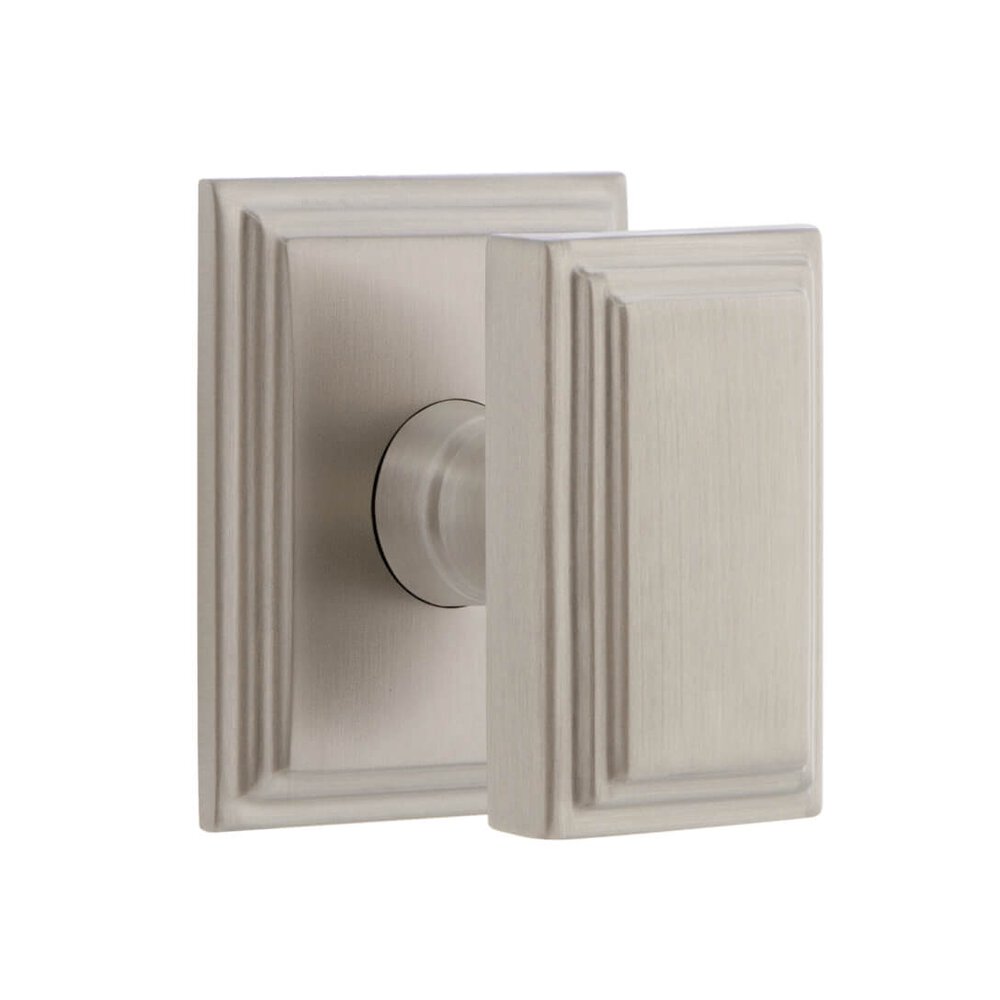 Carre Square Rosette Single Dummy with Carre Knob in Satin Nickel