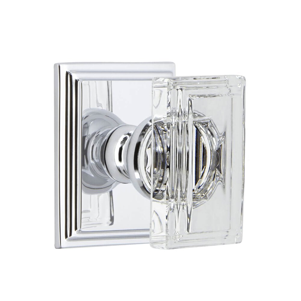 Carre Square Rosette Single Dummy with Carre Crystal Knob in Bright Chrome