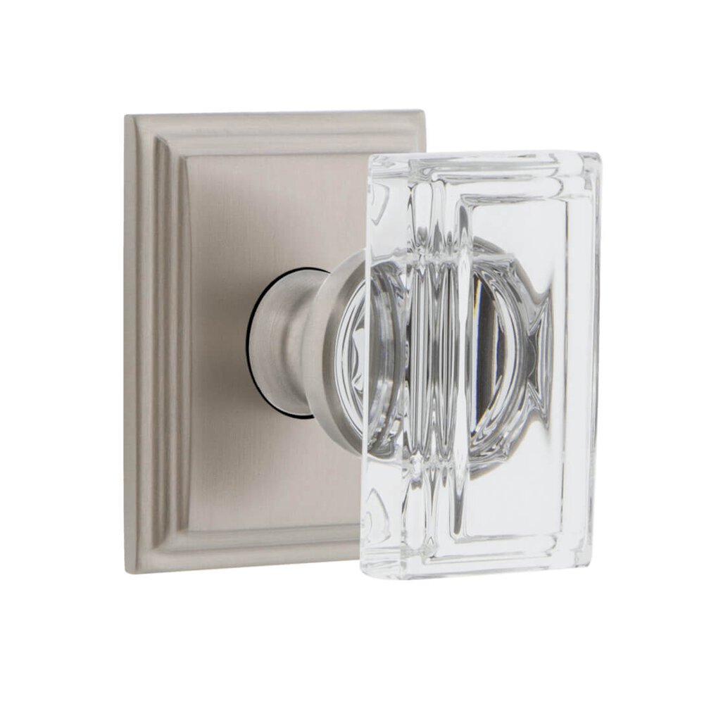Carre Square Rosette Single Dummy with Carre Crystal Knob in Satin Nickel