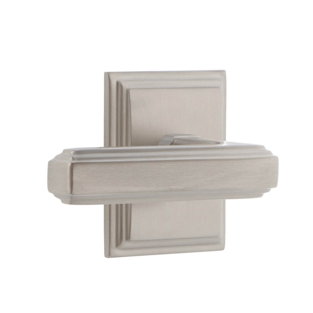 Carre Square Rosette Single Dummy with Carre Lever in Satin Nickel