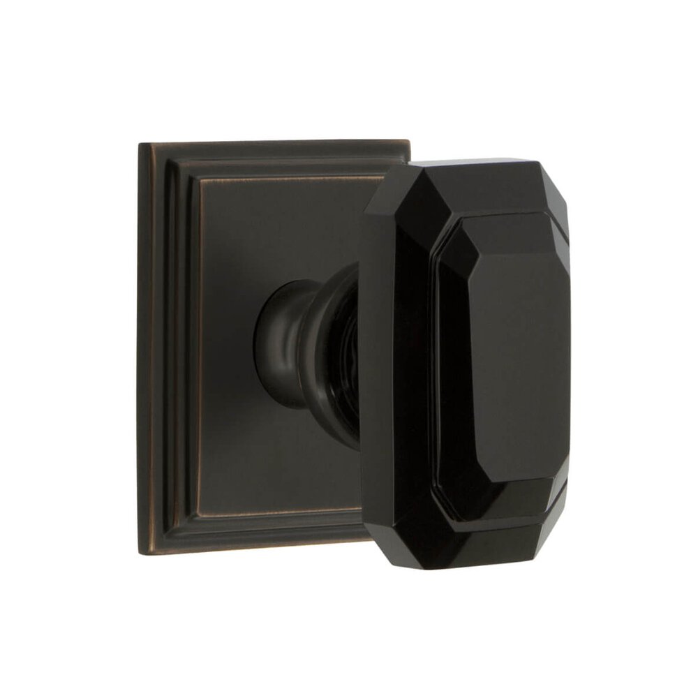 Carre Square Rosette Double Dummy with Baguette Black Crystal Knob in Timeless Bronze