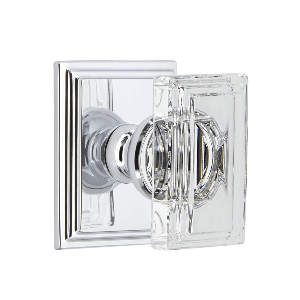 Carre Square Rosette Double Dummy with Carre Crystal Knob in Bright Chrome