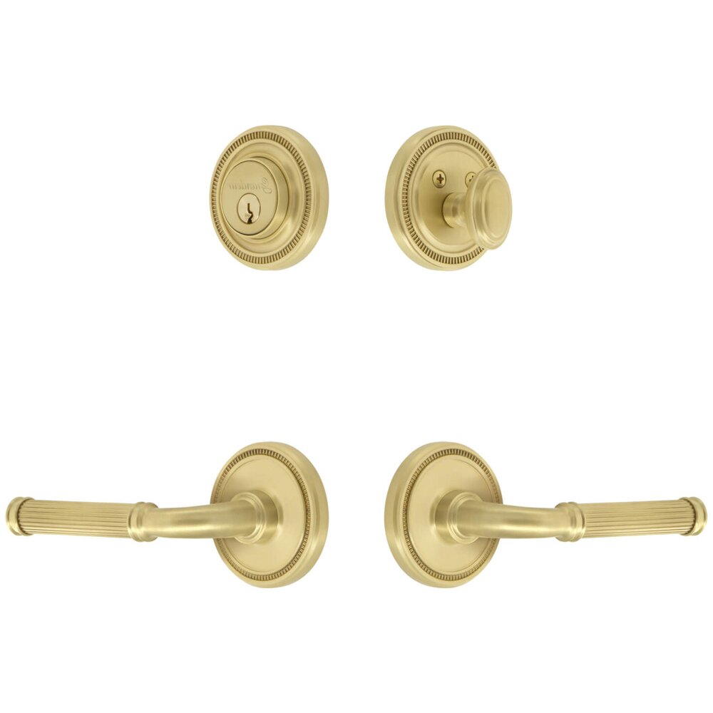 Soleil Rosette Entry Set with Soleil Lever in Satin Brass
