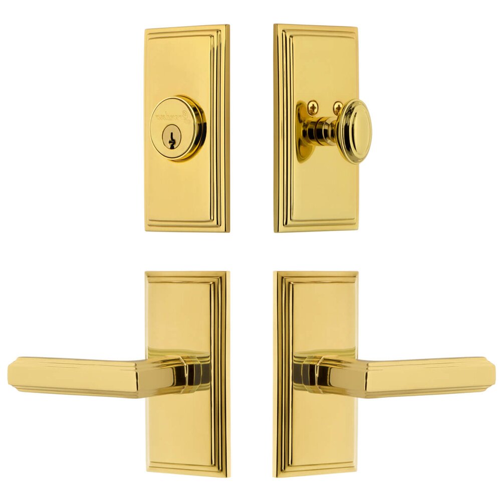 Carre Short Plate Entry Set with Carre Lever in Lifetime Brass