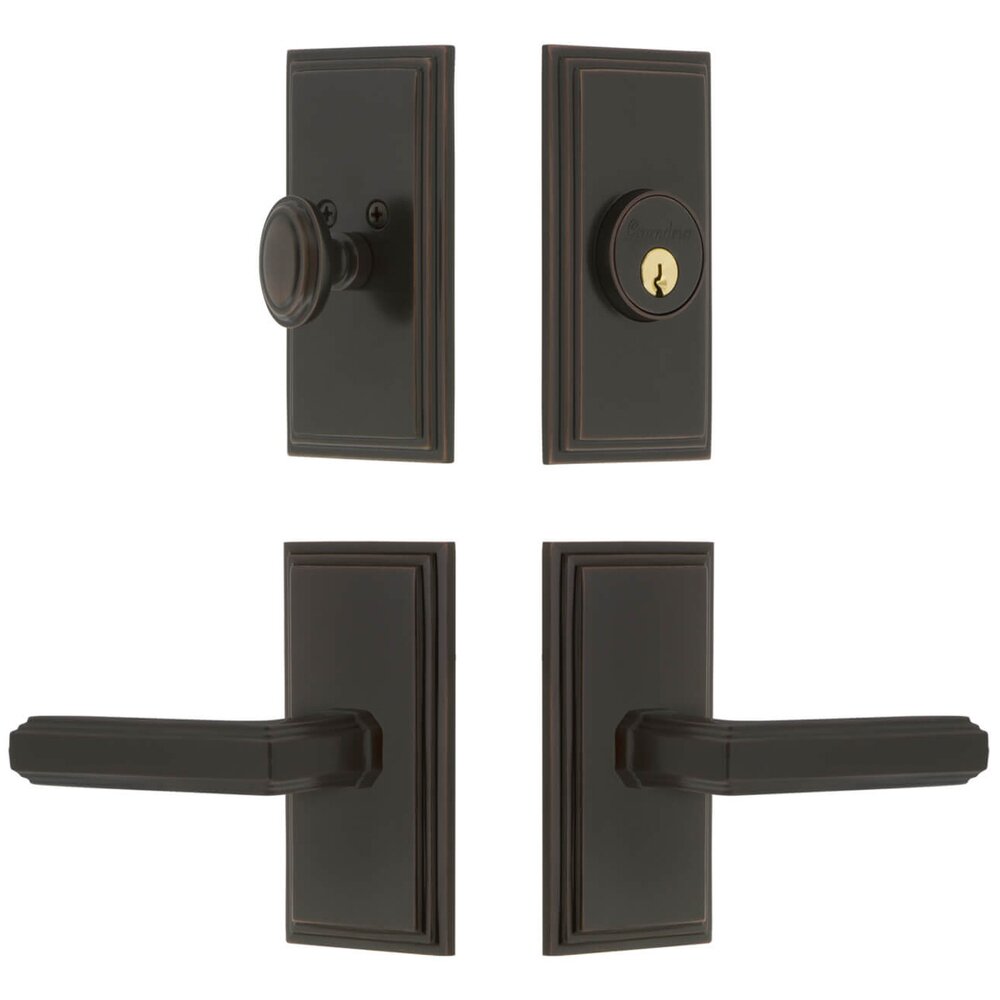 Carre Short Plate Entry Set with Carre Lever in Timeless Bronze