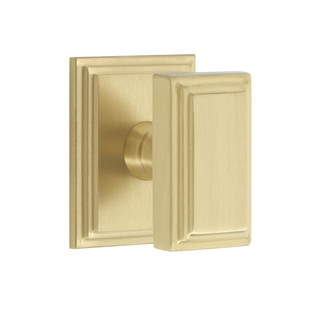 Carre Square Rosette Double Dummy with Carre Knob in Satin Brass