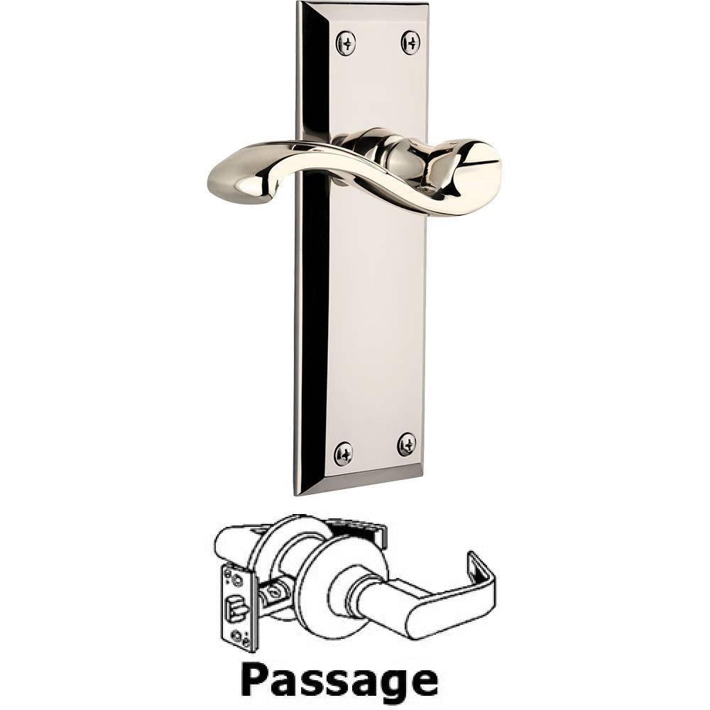 Passage Fifth Avenue Plate with Portofino Left Handed Lever in Polished Nickel