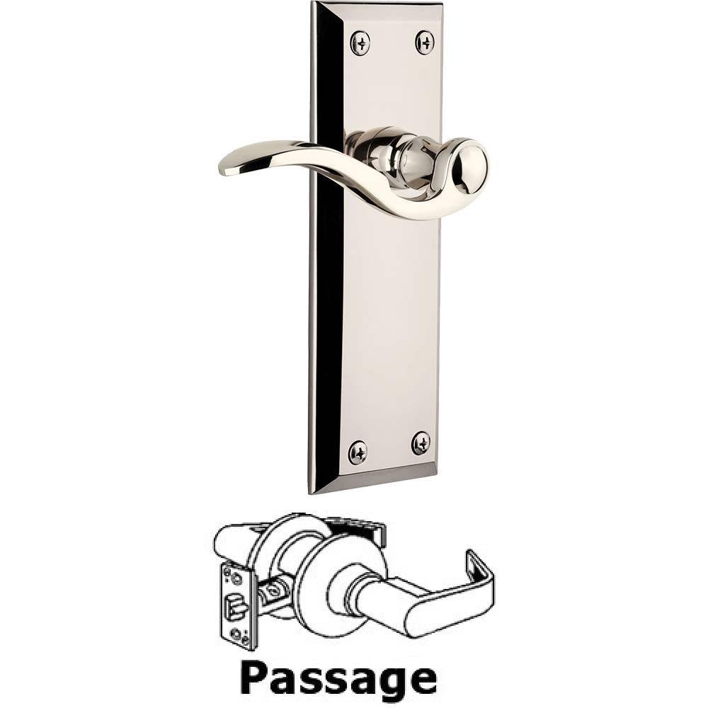 Passage Fifth Avenue Plate with Bellagio Right Handed Lever in Polished Nickel