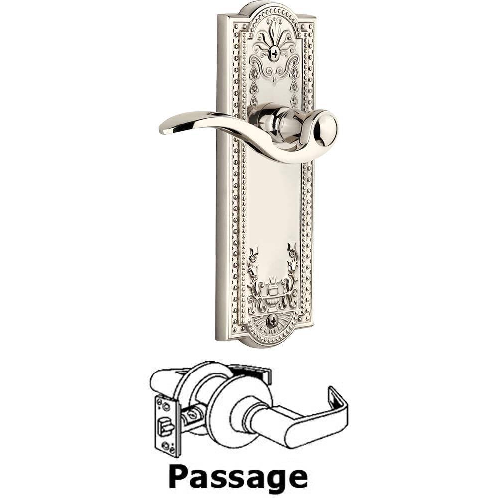 Passage Parthenon Plate with Bellagio Right Handed Lever in Polished Nickel