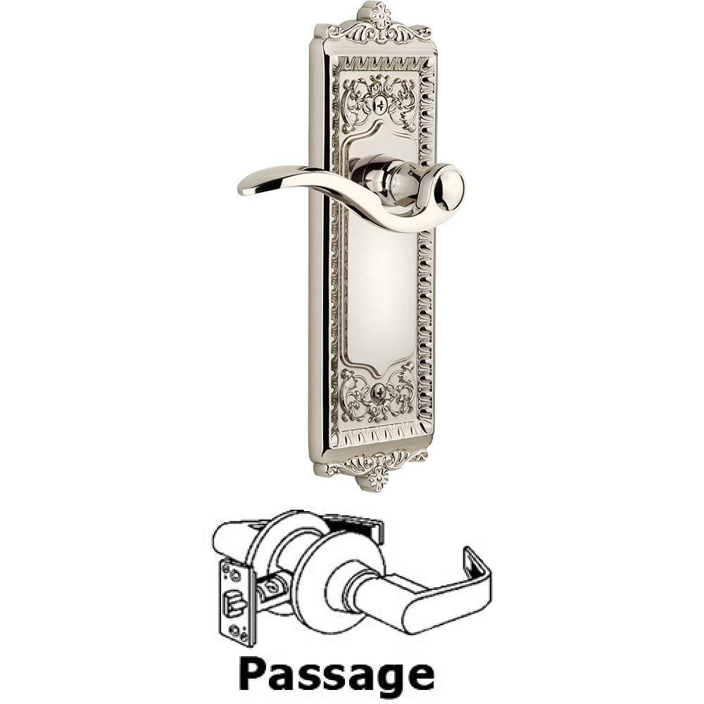Passage Windsor Plate with Left Handed Bellagio Lever in Polished Nickel