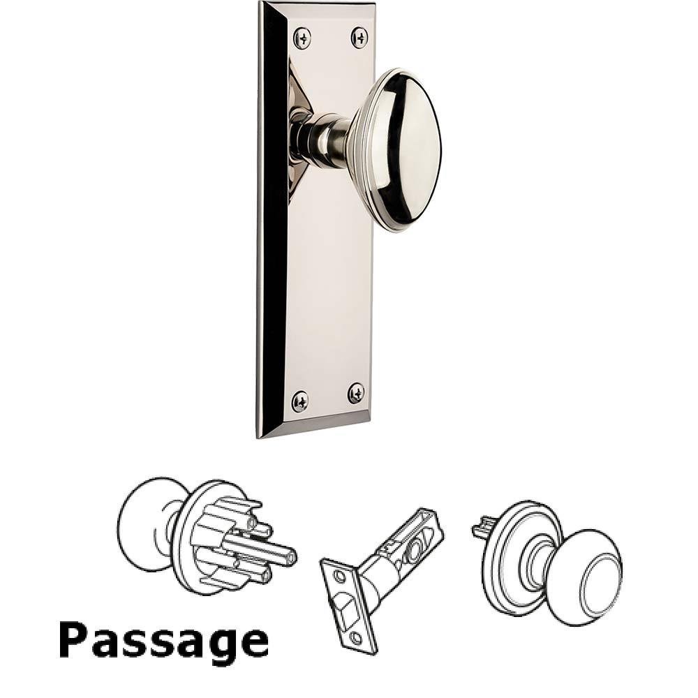Complete Passage Set - Fifth Avenue Plate with Eden Prairie Knob in Polished Nickel