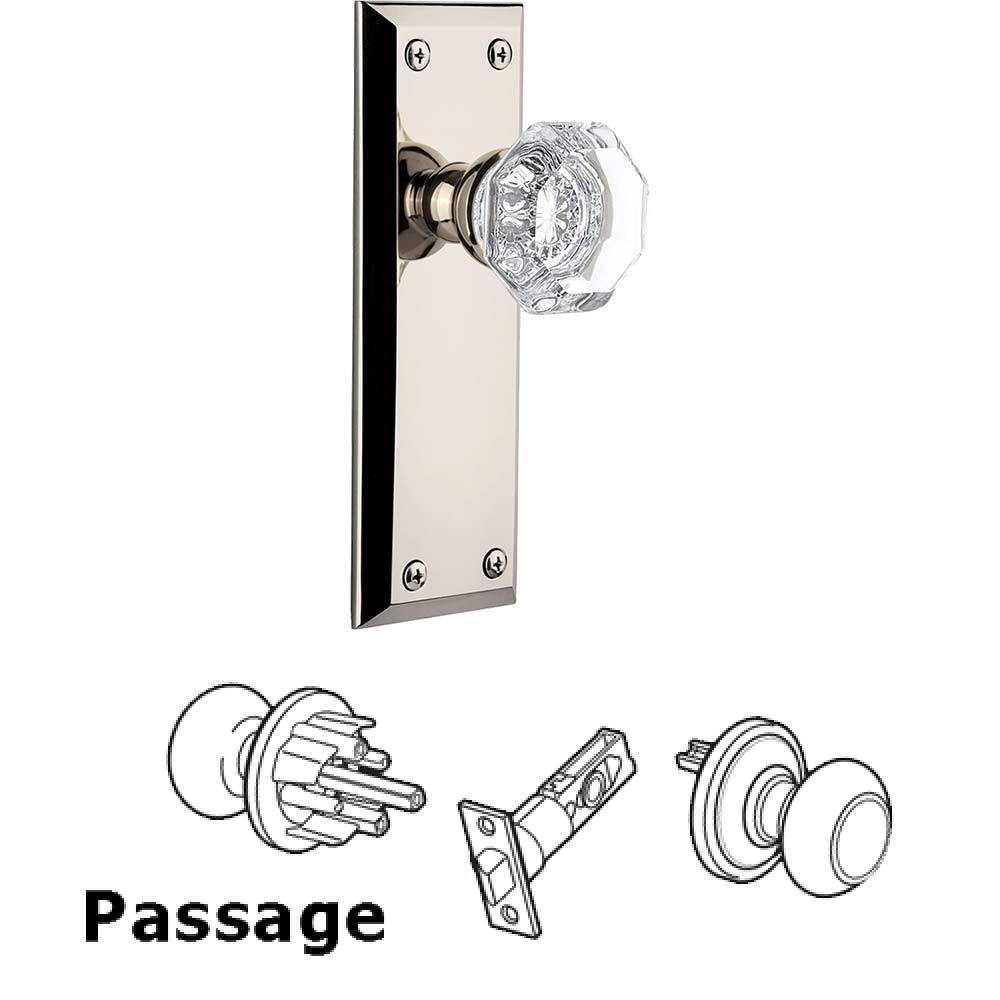 Complete Passage Set - Fifth Avenue Plate with Chambord Knob in Polished Nickel