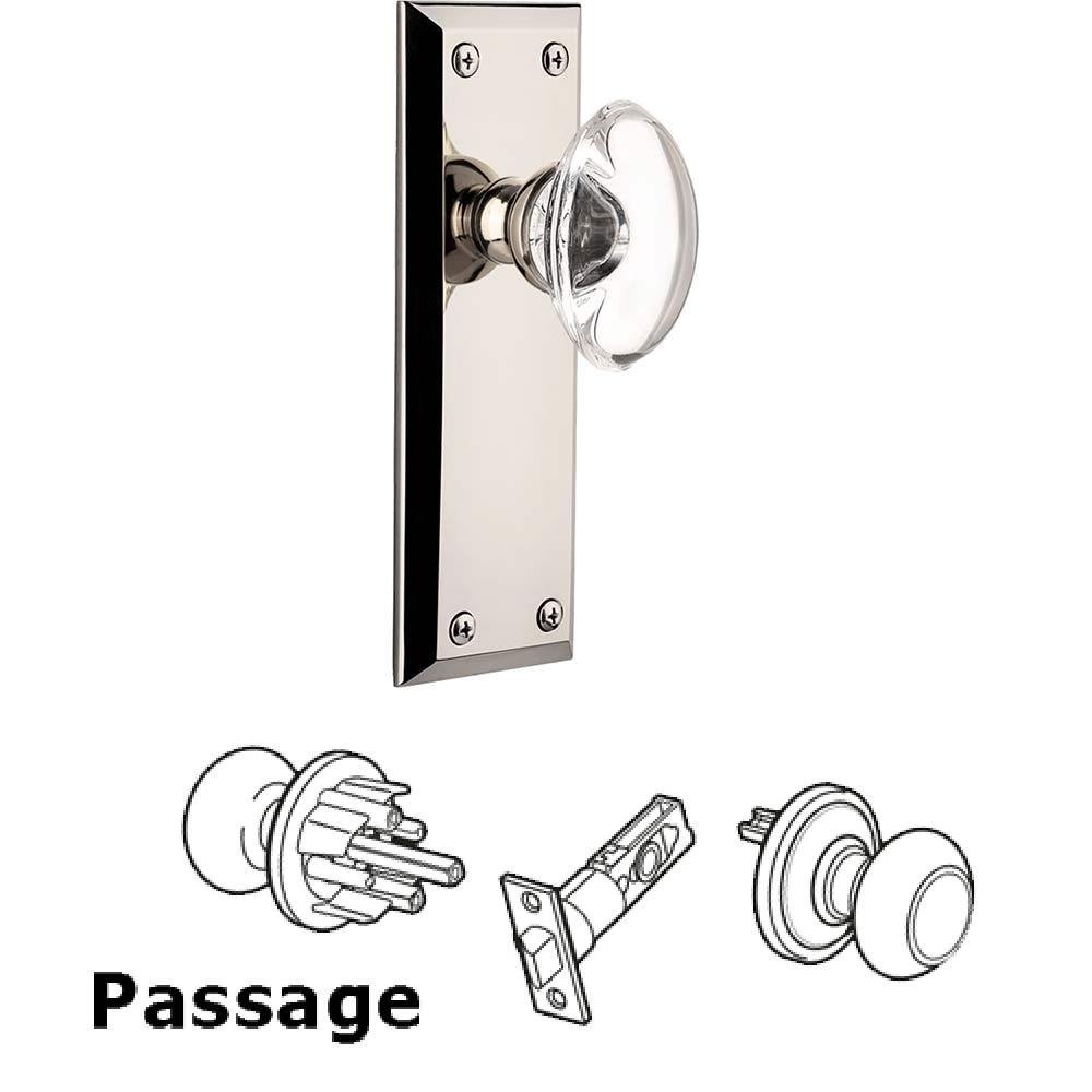 Complete Passage Set - Fifth Avenue Plate with Provence Knob in Polished Nickel