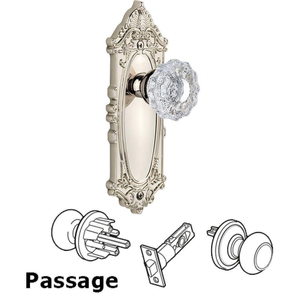 Complete Passage Set - Grande Victorian Plate with Versailles Knob in Polished Nickel