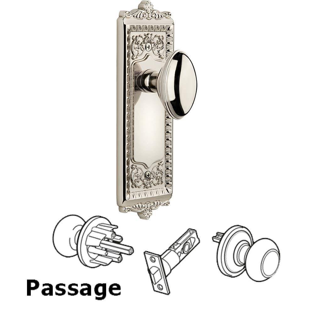 Complete Passage Set - Windsor Plate with Eden Prairie Knob in Polished Nickel