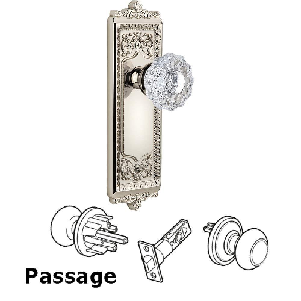 Complete Passage Set - Windsor Plate with Versailles Knob in Polished Nickel