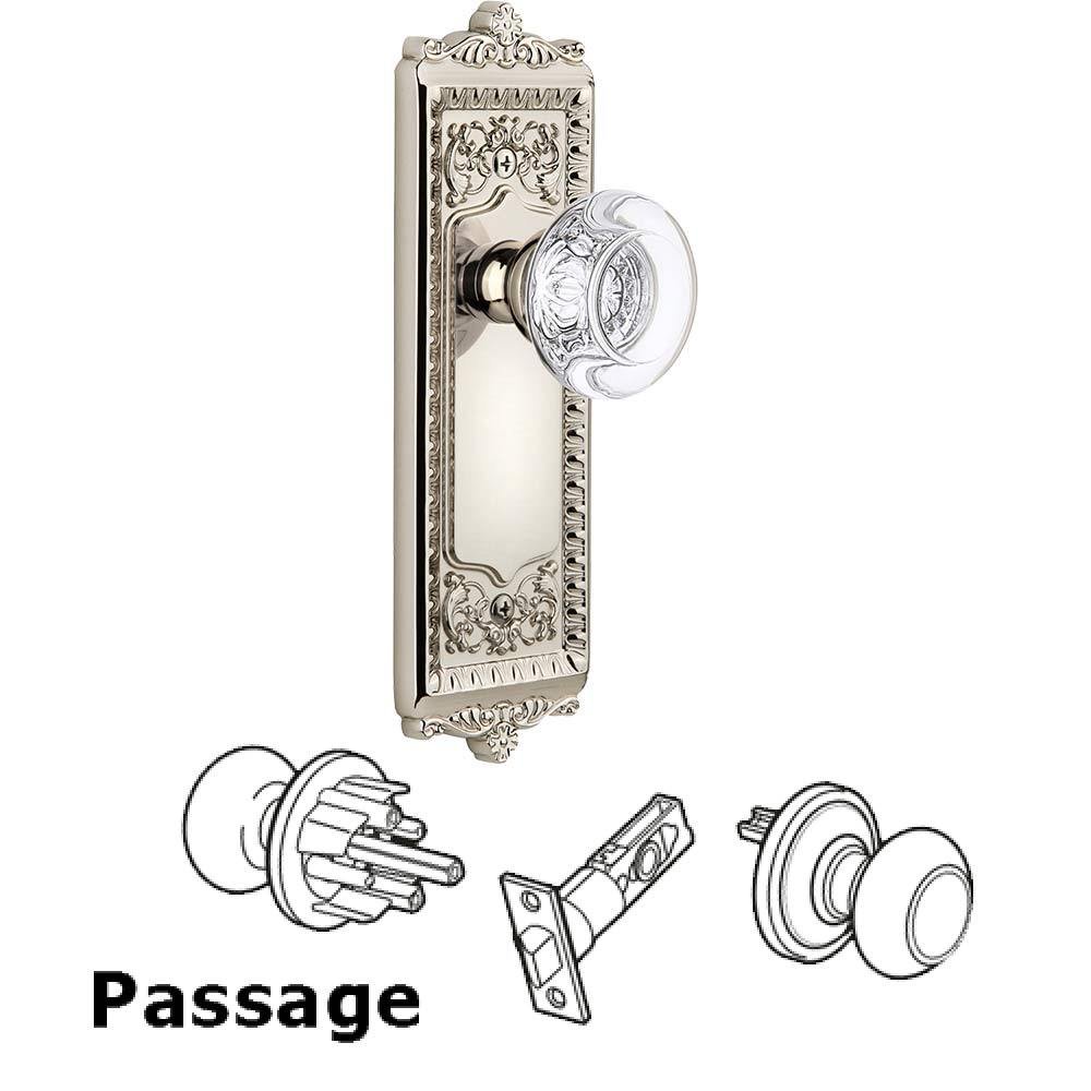 Complete Passage Set - Windsor Plate with Bordeaux Knob in Polished Nickel