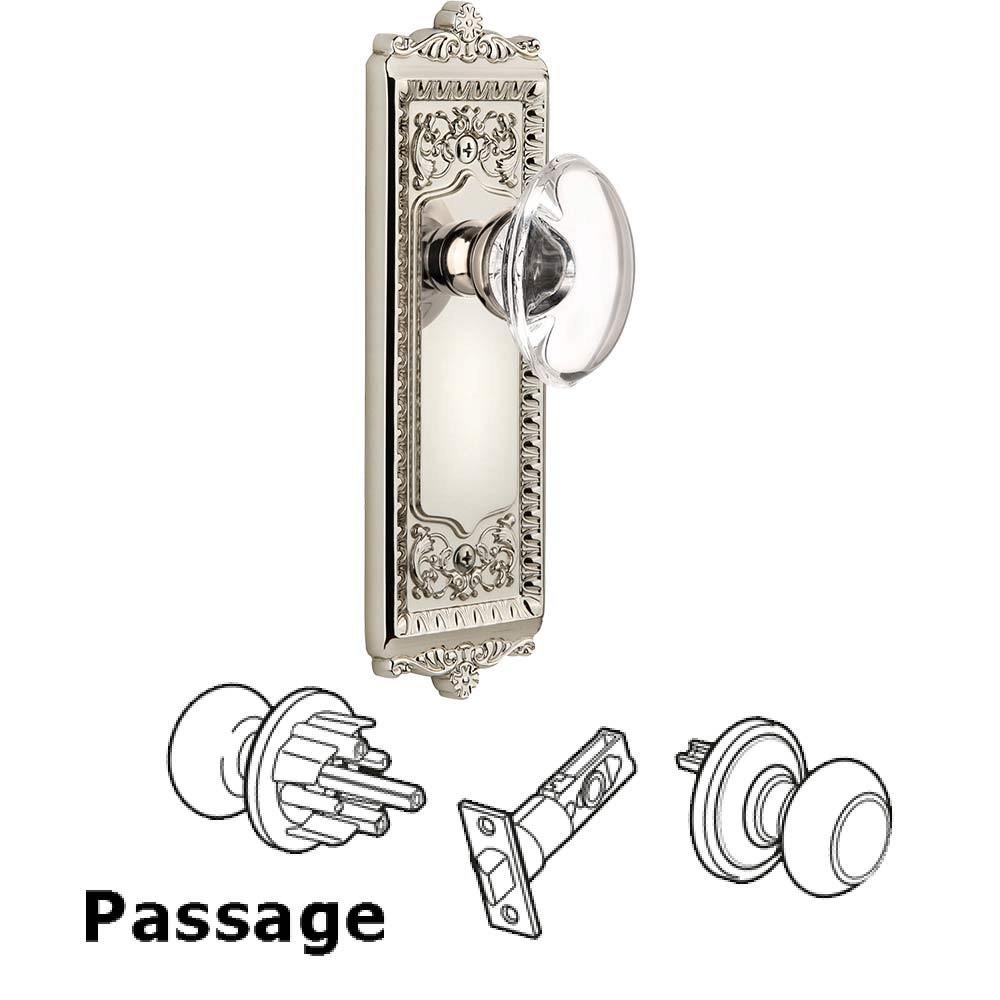 Complete Passage Set - Windsor Plate with Provence Knob in Polished Nickel