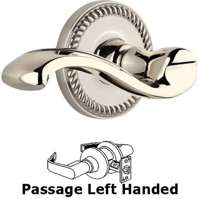 Complete Passage Set - Newport Rosette with Left Handed Portofino Lever in Polished Nickel