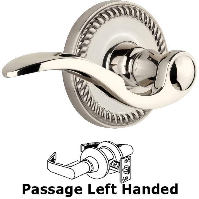 Complete Passage Set - Newport Rosette with Left Handed Bellagio Lever in Polished Nickel