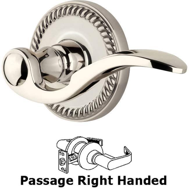 Complete Passage Set - Newport Rosette with Right Handed Bellagio Lever in Polished Nickel