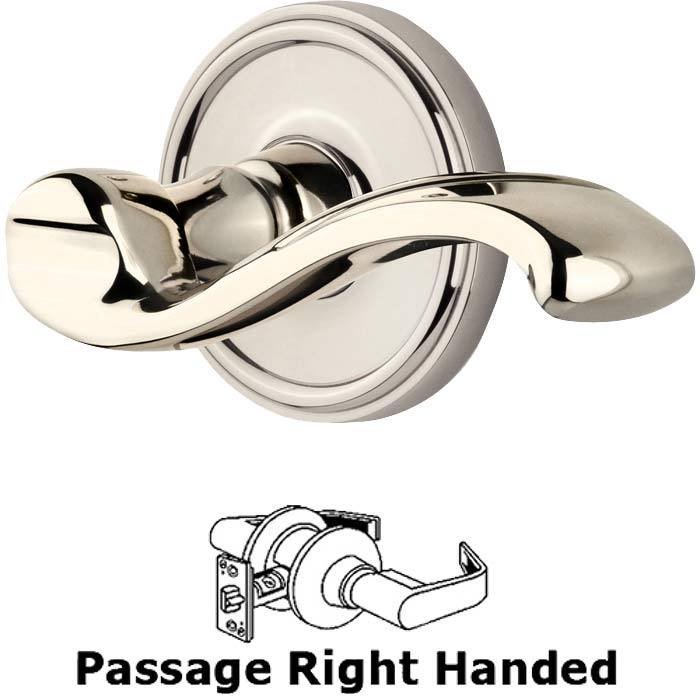 Passage Georgetown Rosette with Portofino Right Handed Lever in Polished Nickel