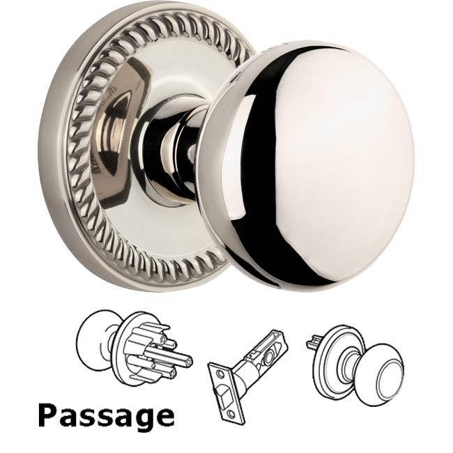 Complete Passage Set - Newport Rosette with Fifth Avenue Knob in Polished Nickel