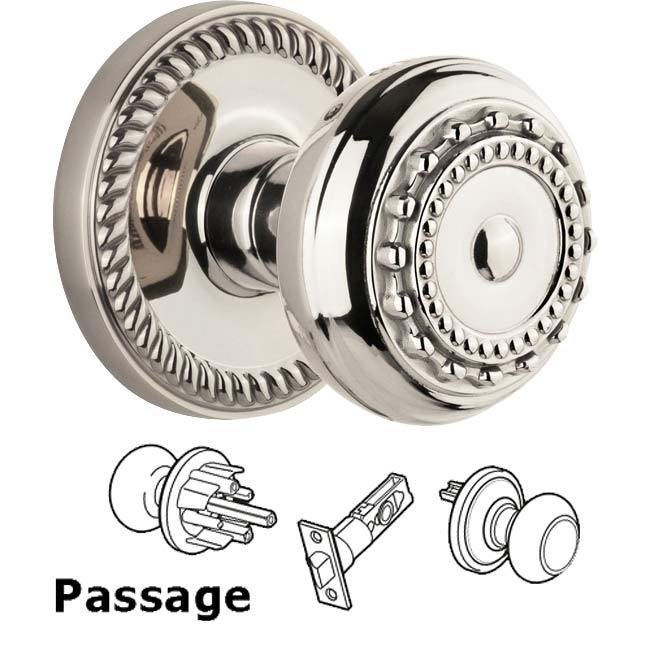 Complete Passage Set - Newport Rosette with Parthenon Knob in Polished Nickel
