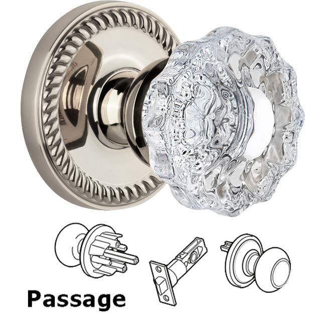 Complete Passage Set - Newport Rosette with Versailles Knob in Polished Nickel