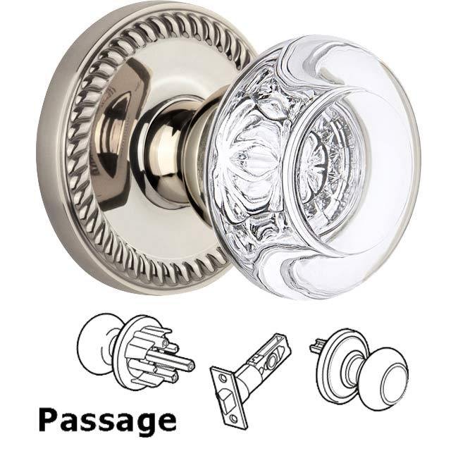 Complete Passage Set - Newport Rosette with Bordeaux Knob in Polished Nickel