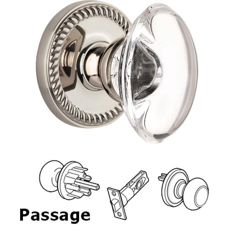 Complete Passage Set - Newport Rosette with Provence Knob in Polished Nickel