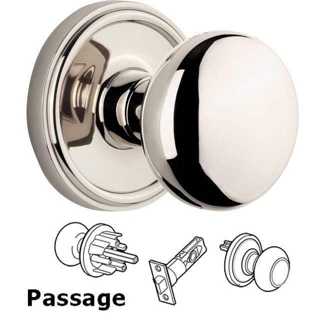 Complete Passage Set - Georgetown Rosette with Fifth Avenue Knob in Polished Nickel